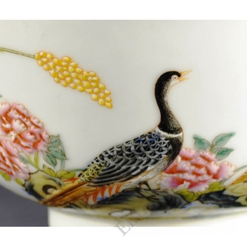 1055   A Pair of Falangcai bowls pheasants & aloe 